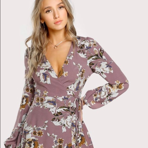 Shein Light Purple Wrap Dress - Picture 2 of 4